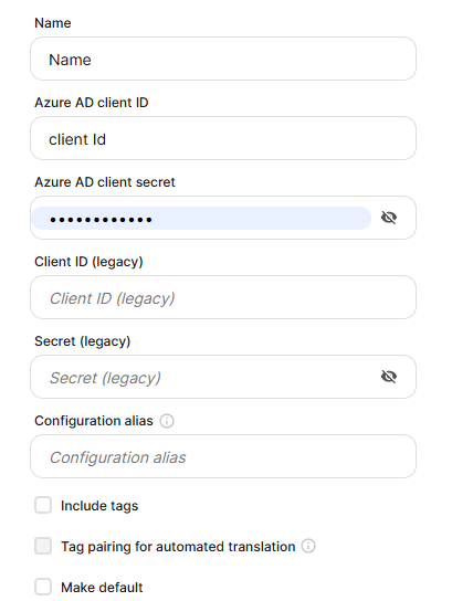 Legacy MT engine configuration example