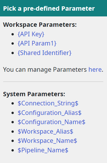 Parameters picker