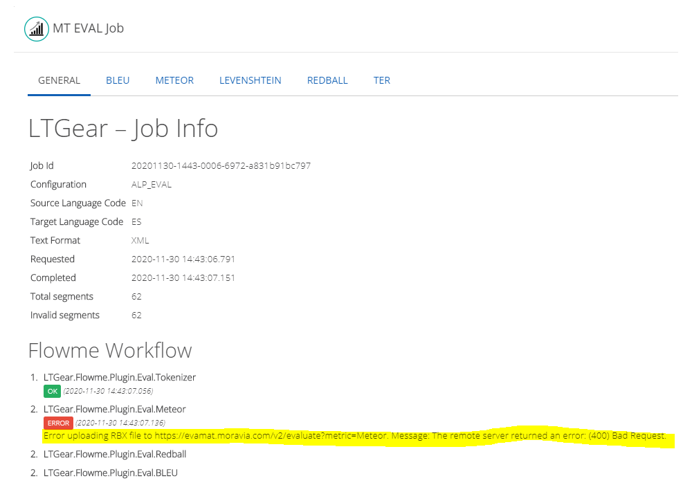 EVAL Error in job details