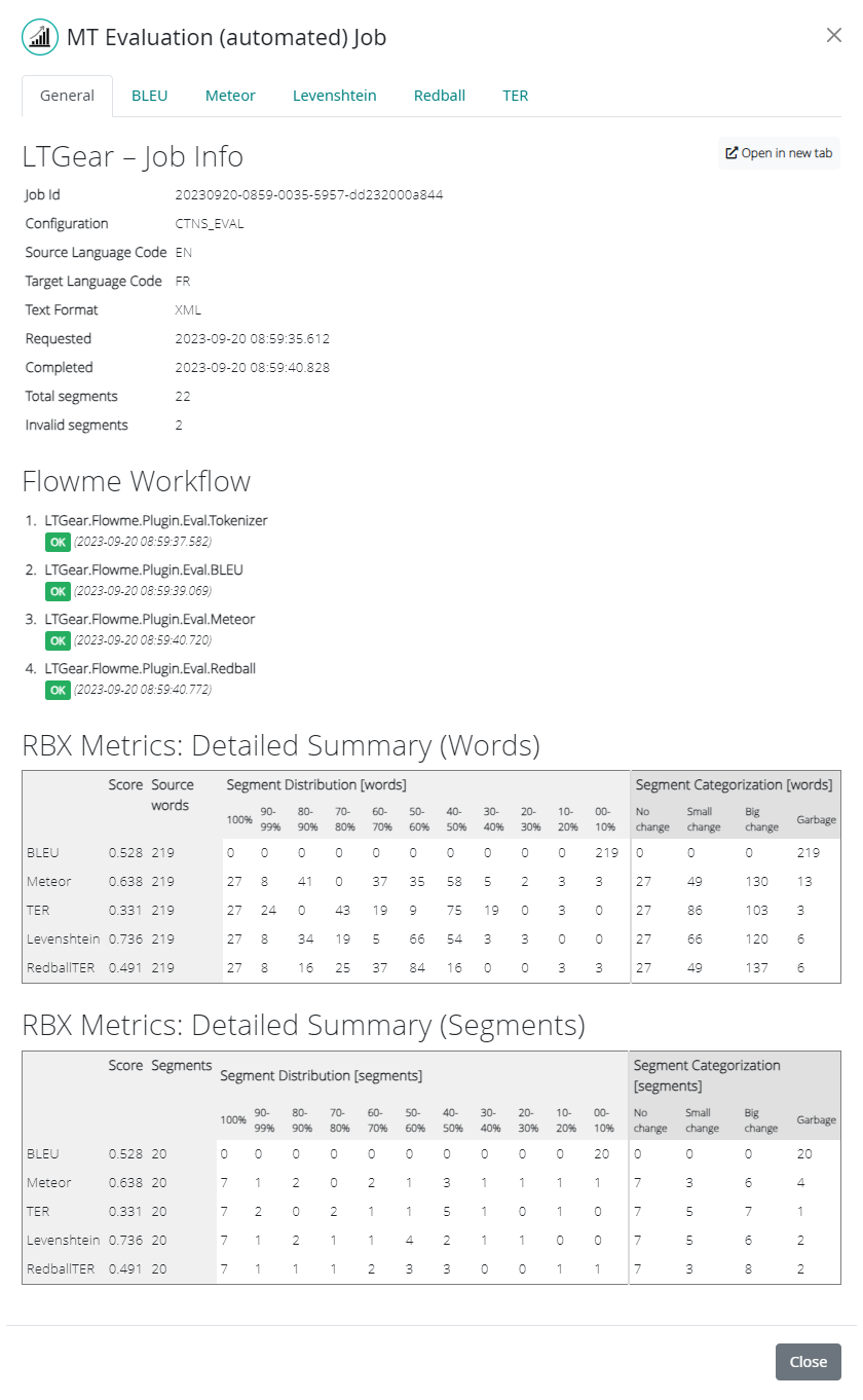 Automated Evaluation Job Details
