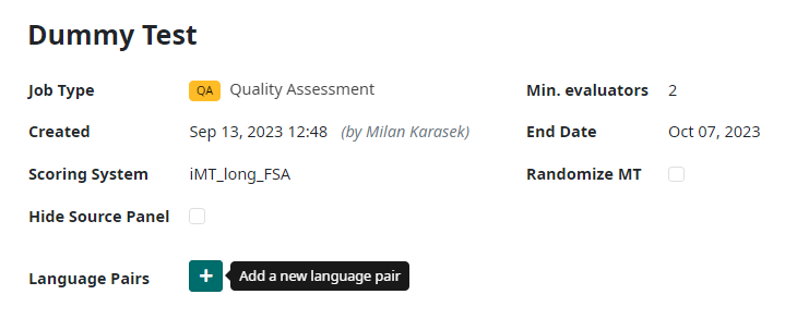 New Language Pair Button