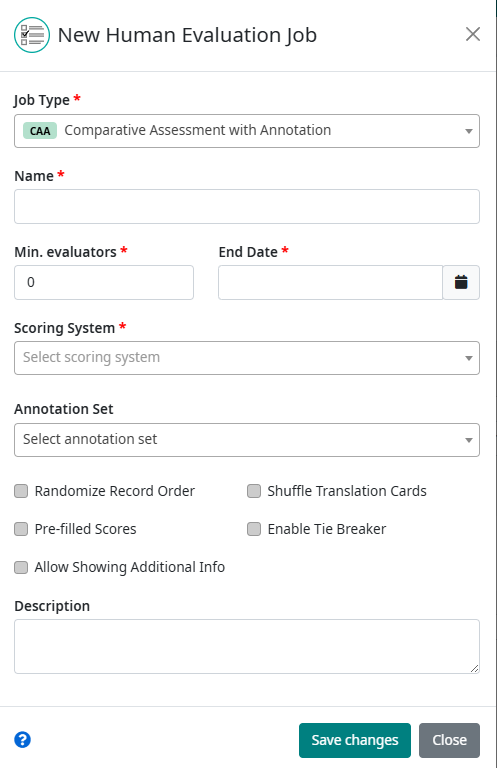 New Human Evaluation Job (CAA)