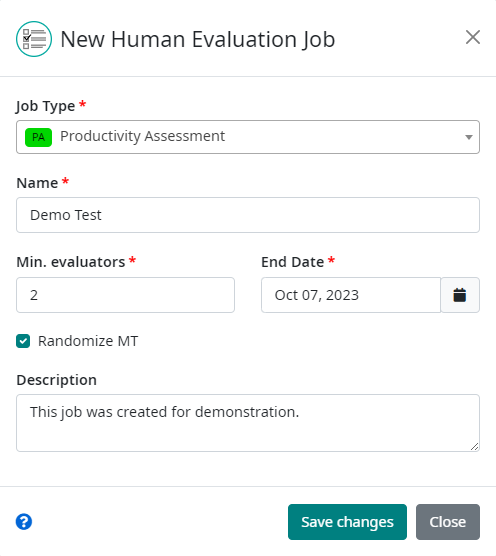 New Human Evaluation Job (PA)