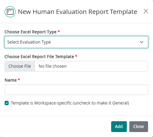 Workspace HEVAL Report template Insert form