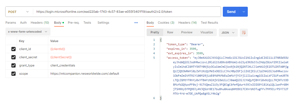 Access token request to Azure AD